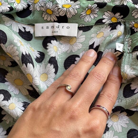 NWOT Sandro Daisy Print Satin Romper Size 4 (Seen on The Bold and the Beautiful) - Picture 6 of 11